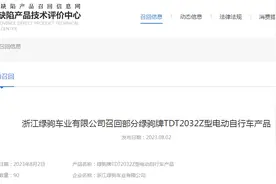 浙江绿驹车业有限公司召回部分绿驹牌TDT2032Z型电动自行车产品图片