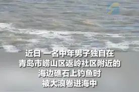青岛一男子海边礁石钓鱼被大浪卷入海中 民警提醒：外出垂钓安全第一图片