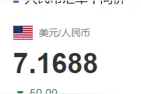 银行间外汇市场人民币汇率中间价为1美元对人民币7.1688元图片