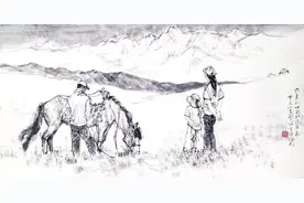 王磐德速写作品（一）：六月的吐尔加辽草原图片