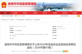 安徽省淮南市市场监督管理局关于公布2024年食品安全监督抽检信息的通告（2024年第47期）图片