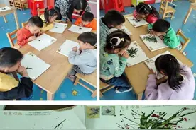 庐江县乐桥镇檀巷幼儿园开展创意美术活动——吹画梅花，激发孩子们的创作兴趣图片
