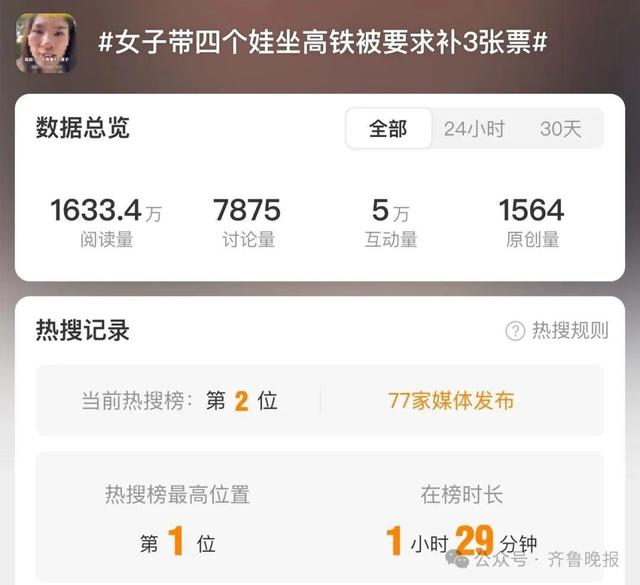 媒体评带4孩坐高铁拒补票：不能止于批评