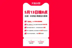 今晚8点人人可领大额消费券！天猫“618”开启预售图片