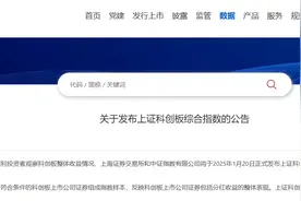上证科创板综合指数将于1月20日正式发布图片