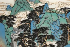 王乘青绿山水画作《黄山松云》展现动感十足的黄山美景图片