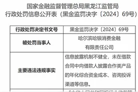 又有消金公司被罚！信息披露机制不健全，哈银消金被罚30万元｜大鱼财经图片
