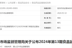 合肥市蜀山区市场监督管理局关于公布2024年第13期食品监督抽检信息图片