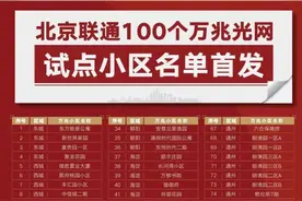 北京联通100个万兆光网试点小区名单首发图片