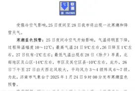 全市中雪！寒潮蓝色预警！刚刚，济南发布重要天气预报！图片