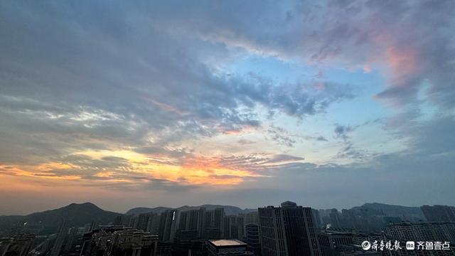 雨后浪漫！济南南城傍晚现绝美彩虹与晚霞