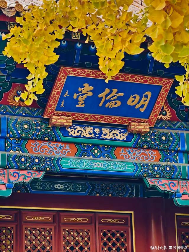 文庙秋韵，金叶叩红墙