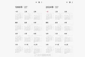 2024和1996日历公历相同农历不同图片