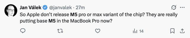 库克在抖音卖iPhone，M5芯片却偷偷上MacBook Pro，网友：没有Pro/Max，你咋敢？