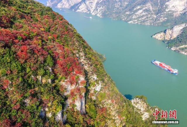 长江西陵峡：碧水红叶相映成画