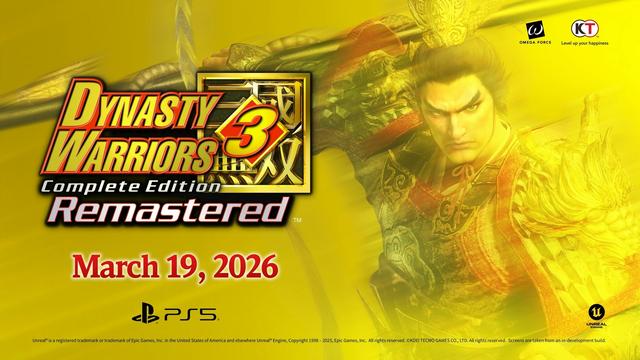 《真・三国无双 3：完全版高清复刻版》游戏官宣 2026 年登陆 PS5