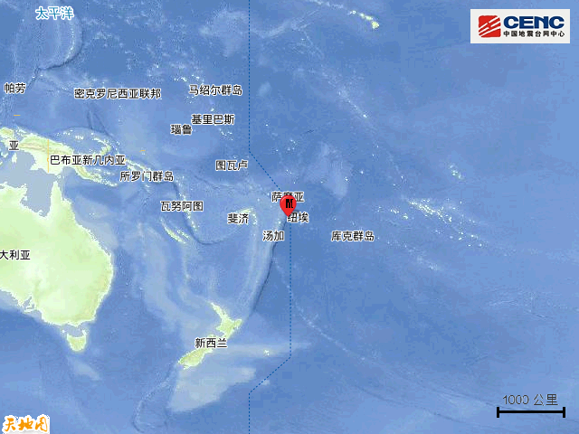 汤加群岛发生5.6级地震