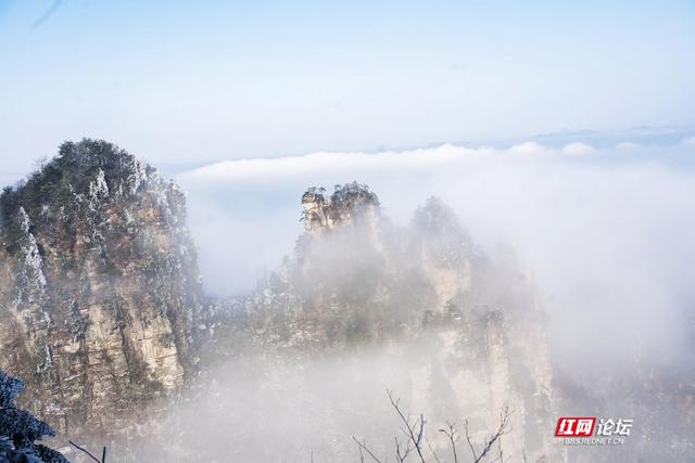 张家界的雪后云海，藏着湖南冬日的浪漫