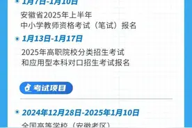 安徽省2025年1月教育招生考试月历图片