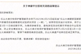 乐山大佛景区：佛脚平台暂时关闭图片