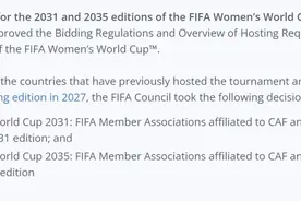 2031年和2035年女足世界杯 这几大洲有机会办赛图片