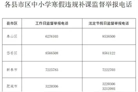 严禁中小学寒假违规补课！泰安公布监督举报电话图片