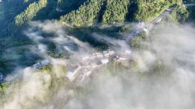 酉阳云海漫山峦 山间村落现绝美“空中秘境”