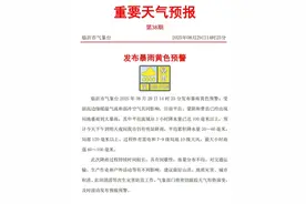 刚刚！临沂发布暴雨黄色预警图片
