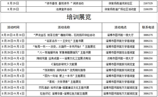文化菜单｜淄博市张店区文化惠民活动早知道（8.29—9.4）