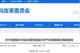 日照市区非居民管道天然气终端销售价格上调图片
