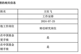 又一位基金经理离任，转岗研究员！图片