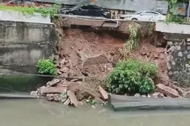 广州番禺洛浦上漖一河堤出现小面积坍塌，街道：已安排治安员24小时现场值守图片