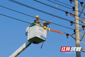 烈日下的“空中电工”：娄底10千伏线路带电检修护航迎峰度夏图片