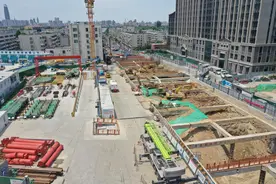 济南地铁6号线东仓站进展加快，将转向车站地下结构施工图片