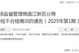 西安市市场监督管理局曲江新区分局关于1批次食品监督抽检不合格情况的通告（2025年第1期）图片