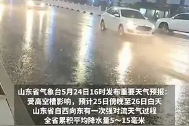局部大雨或暴雨，山东发布灾害风险预警提示，济南25日夜间有雷阵雨图片