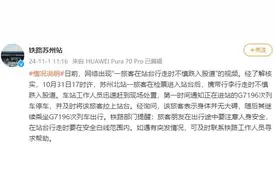 铁路苏州站通报“旅客站台行走不慎跌入股道”：旅客表示身体并无大碍图片