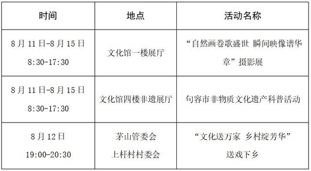 未来一周句容文旅活动安排来了