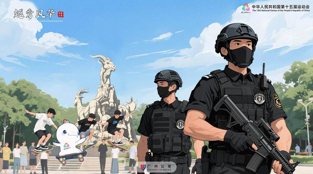 全运年游羊城八景，总有一抹“警”色在身边