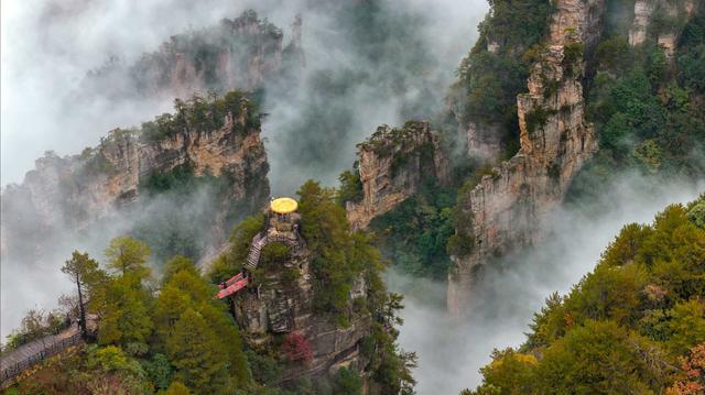 杨家界：峰墙云海织就秘境 地质奇观引游人沉醉