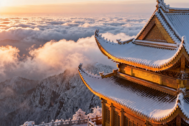 银色世界，雪中禅意：峨眉山的冬天美成了佛国仙境