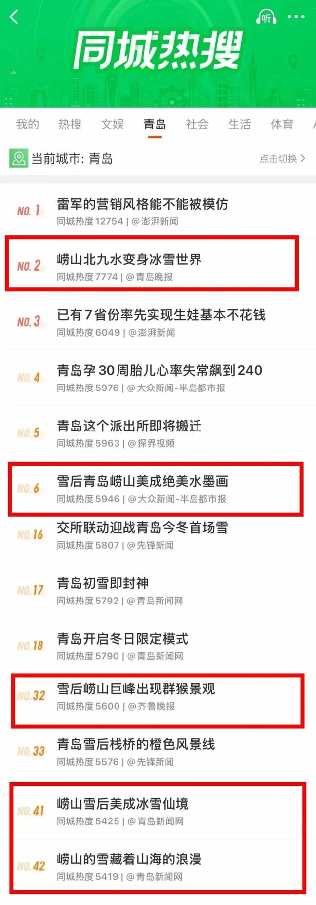 火上热搜！雪后崂山美到刷屏，市民游客排队打卡！