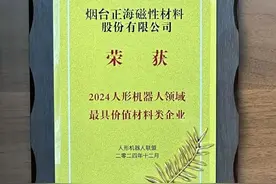 正海磁材荣获“2024人形机器人领域最具价值材料类企业”图片
