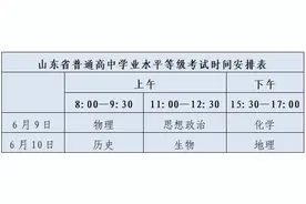 山东今年夏季高考各科目考试时间公布图片