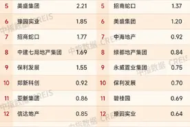 1月郑州房地产企业销售业绩TOP20出炉图片