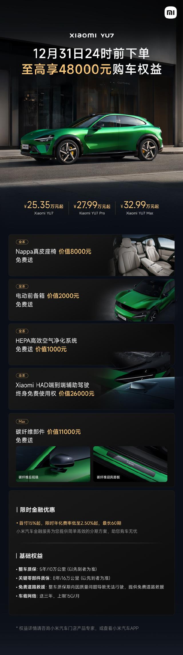 小米汽车12月购车权益公布