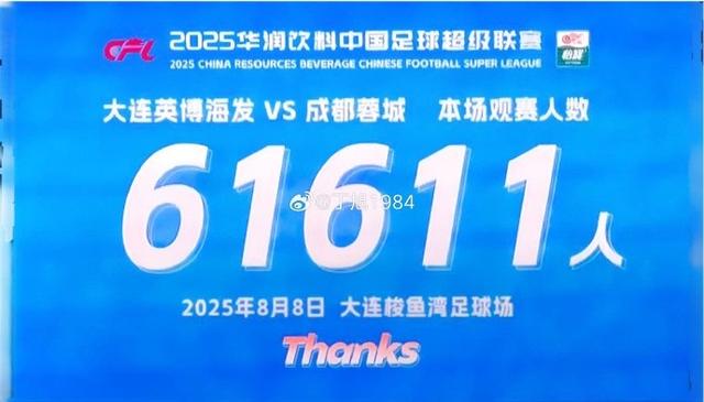 记者：今晚大连英博主场61611人