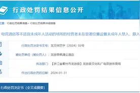 未在显著位置设置未成年人禁入、限入标志，浙江龙游一电竞酒店被警告图片