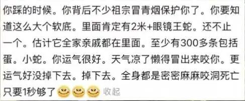 女子徒步时误把蛇窝当“野生蹦床”，脚感很舒服；返程才知道很后怕，有人提醒“下面至少有几百条蛇”