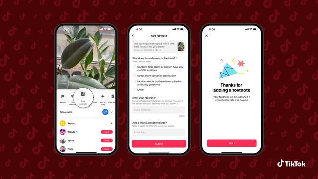 TikTok的“脚注”新功能为美国视频带来社区事实核查